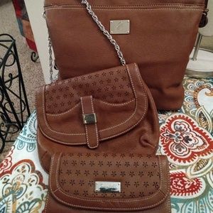 Grace Adele Cognac Trio Crossbody, Clutch & Wallet